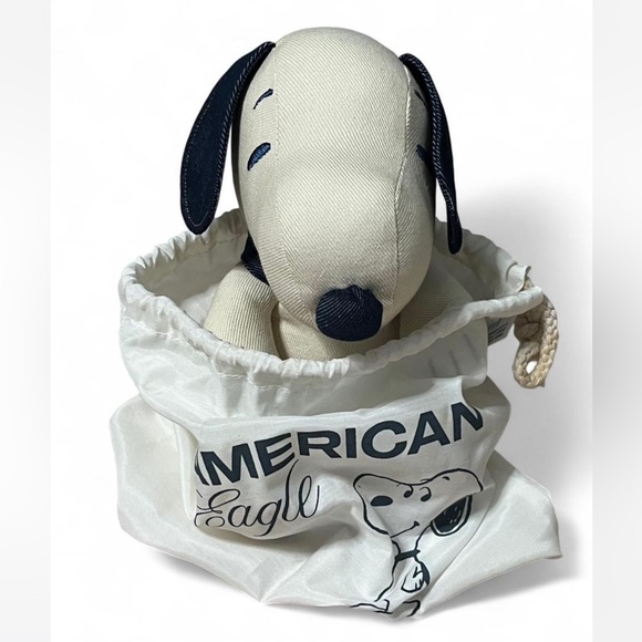 American Eagle Outfitters White and Denim Snoopy Plush - Picture 1 of 6